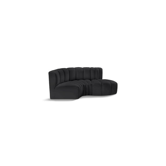 Meridian Furniture Arc Black Vegan Leather Modular Sectional