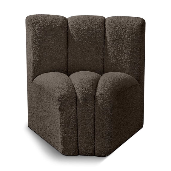 Meridian Furniture Arc Brown Boucle Fabric Curved Corner