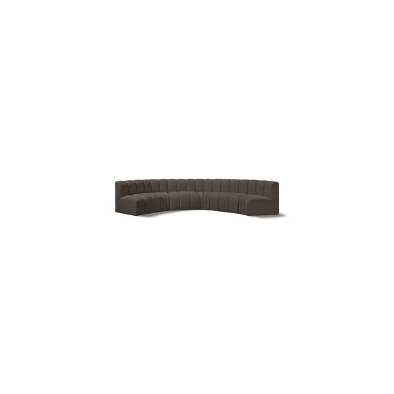 Meridian Furniture Arc Brown Boucle Fabric Modular Sectional