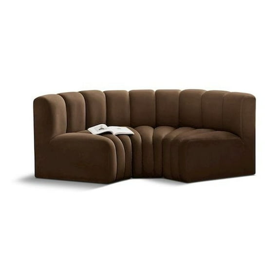 Meridian Furniture Arc Brown Velvet Modular Sectional