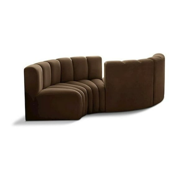 Meridian Furniture Arc Brown Velvet Modular Sectional