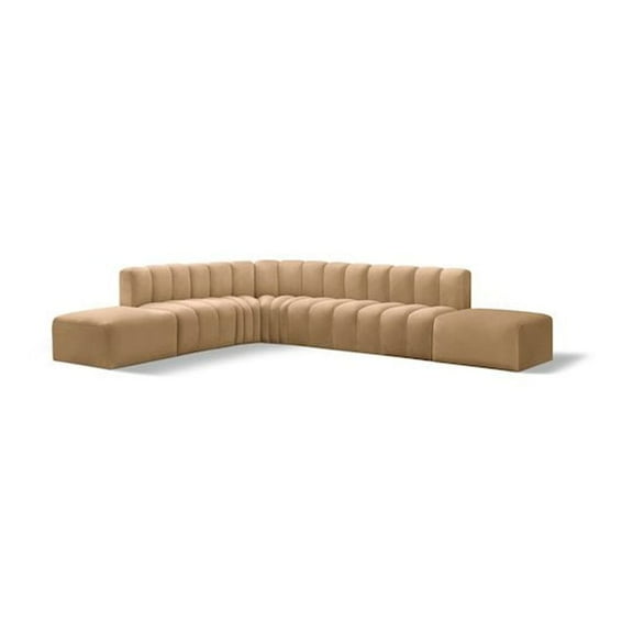 Meridian Furniture Arc Camel Velvet Modular Sectional