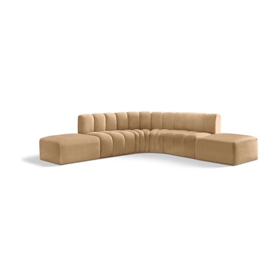 Meridian Furniture Arc Camel Velvet Modular Sectional