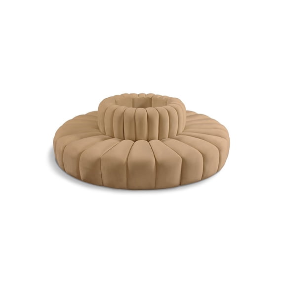 Meridian Furniture Arc Camel Velvet Modular Sectional