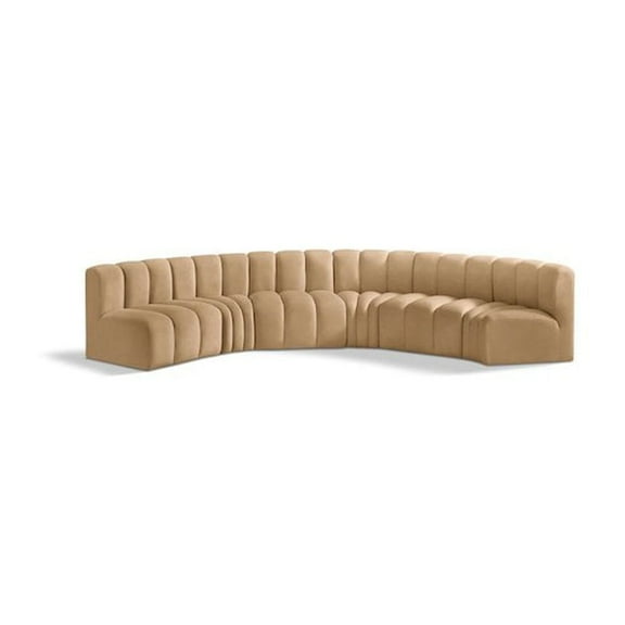 Meridian Furniture Arc Camel Velvet Modular Sectional