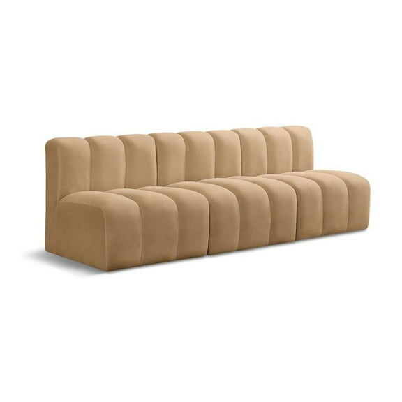 Meridian Furniture Arc Camel Velvet Modular Sectional