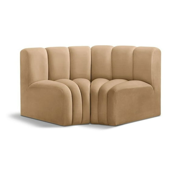 Meridian Furniture Arc Camel Velvet Modular Sectional