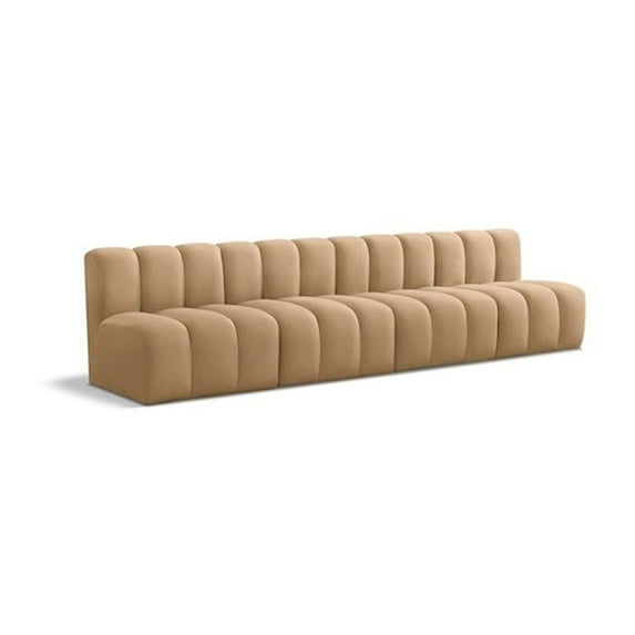Meridian Furniture Arc Camel Velvet Modular Sectional