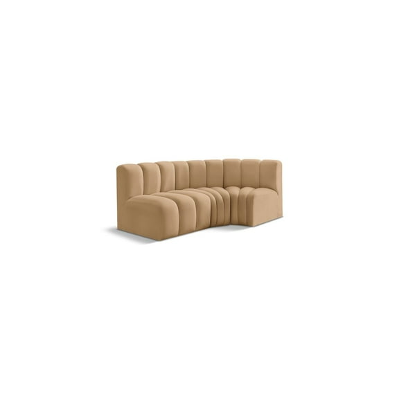 Meridian Furniture Arc Camel Velvet Modular Sectional