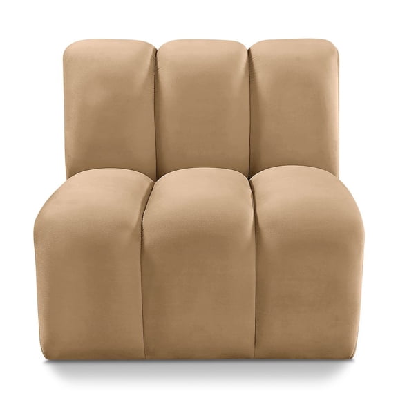 Meridian Furniture Arc Camel Velvet Straight Chair