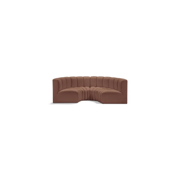 Meridian Furniture Arc Cognac Vegan Leather Modular Sectional