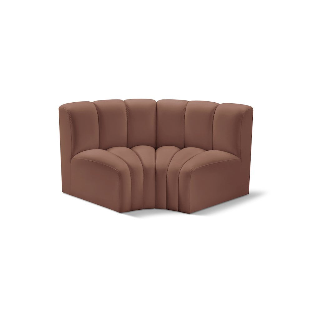 Meridian Furniture Arc Cognac Vegan Leather Modular Sectional