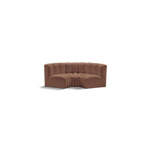Meridian Furniture Arc Cognac Vegan Leather Modular Sectional