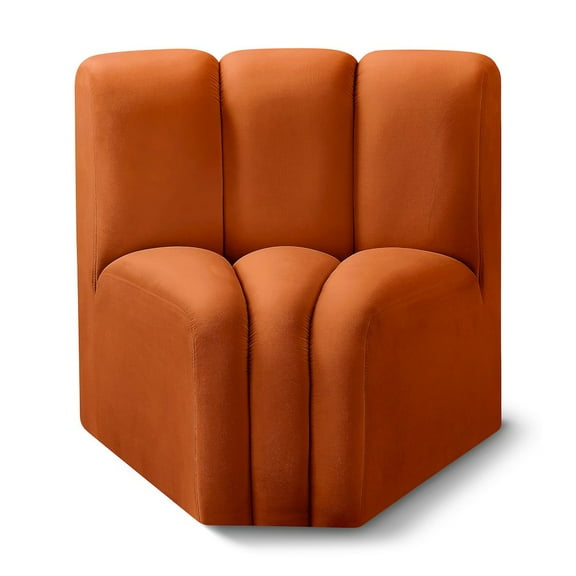 Meridian Furniture Arc Cognac Velvet Curved Corner