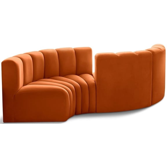 Meridian Furniture Arc Cognac Velvet Modular Sectional