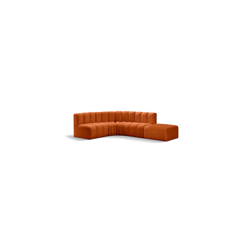 Meridian Furniture Arc Cognac Velvet Modular Sectional