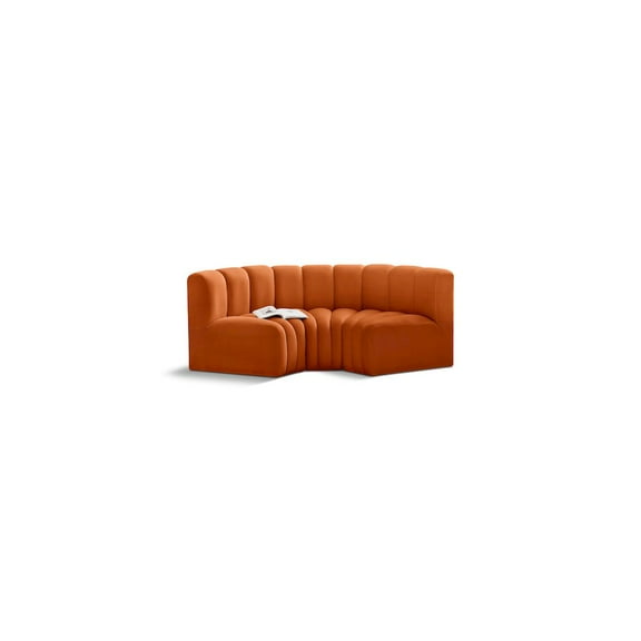 Meridian Furniture Arc Cognac Velvet Modular Sectional