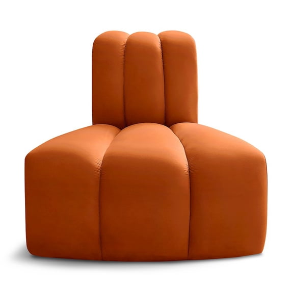 Meridian Furniture Arc Cognac Velvet Reverse Corner