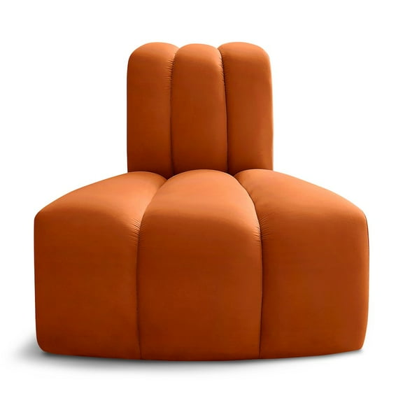 Meridian Furniture Arc Cognac Velvet Reverse Corner