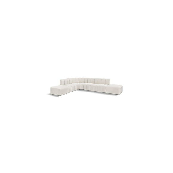 Meridian Furniture Arc Cream Boucle Fabric Modular Sectional