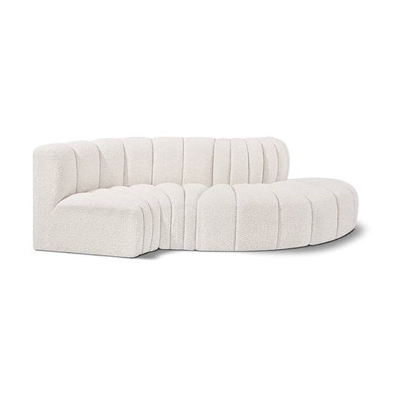 Meridian Furniture Arc Cream Boucle Fabric Modular Sectional