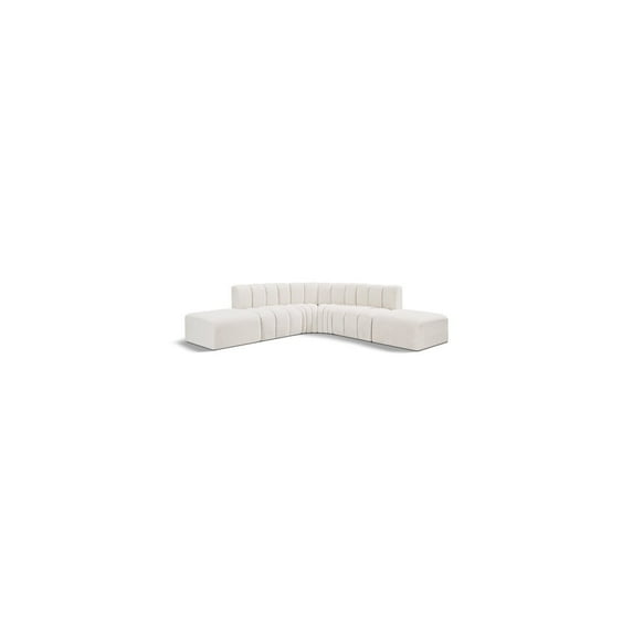 Meridian Furniture Arc Cream Boucle Fabric Modular Sectional