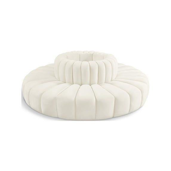 Meridian Furniture Arc Cream Velvet Modular Sectional