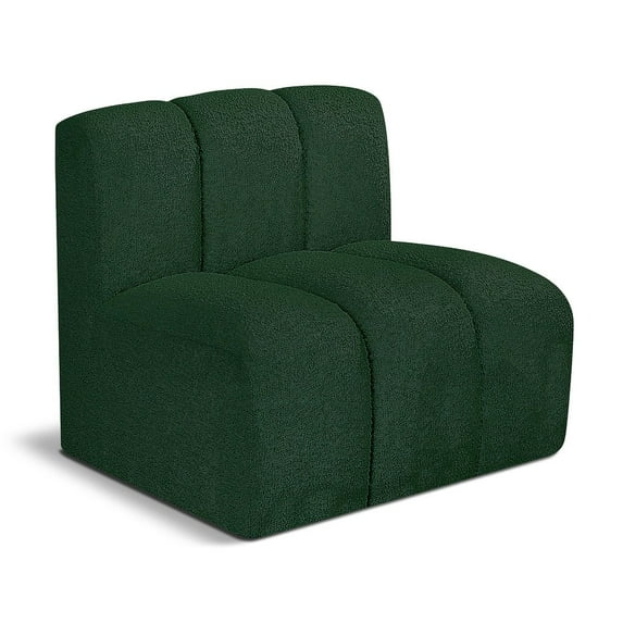 Meridian Furniture Arc Green Boucle Fabric Straight Chair