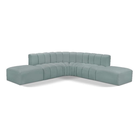 Meridian Furniture Arc Mint Green Vegan Leather Modular Sectional