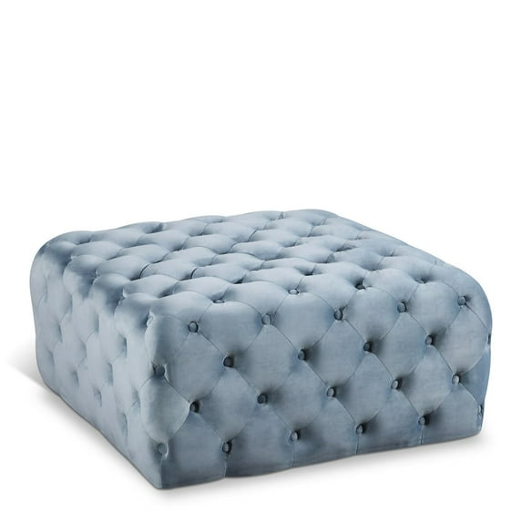 Meridian Furniture Ariel Button Sky Blue Velvet Ottoman and Bench