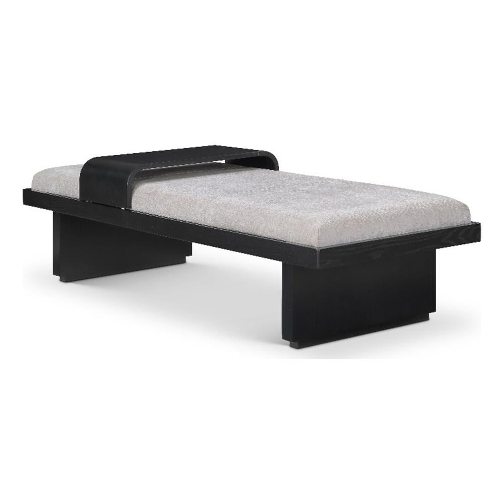 Arlington Light Grey Chenille Fabric Bench with Black Wood Base
