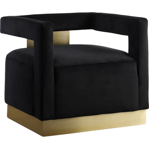 Meridian Furniture Armani 18.5"H Velvet Accent Chair in Black and Gold