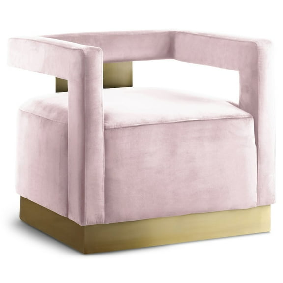 Meridian Furniture Armani 18.5"H Velvet Accent Chair in Pink and Gold