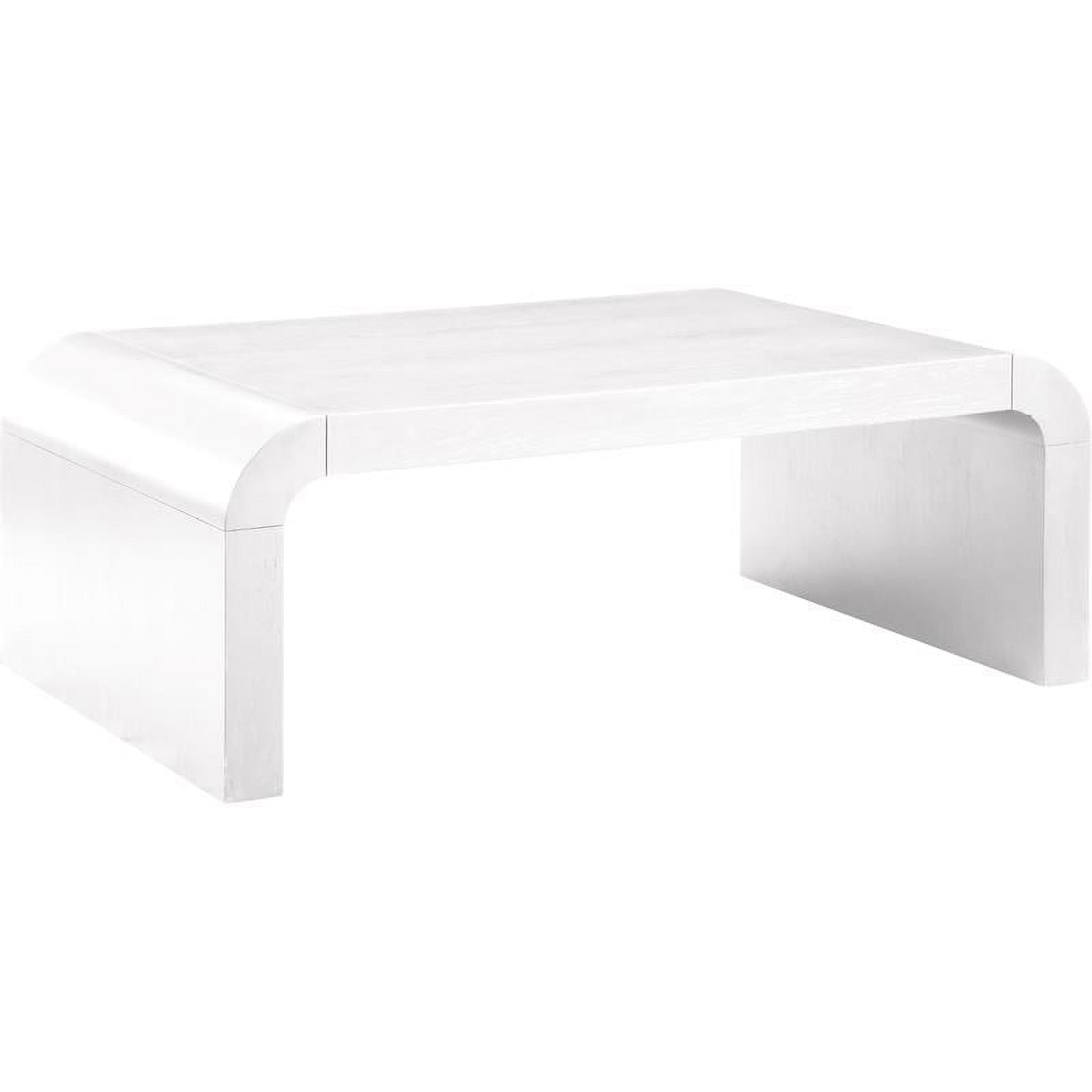 White Wood Rectangular Coffee Table with Storage Drawers