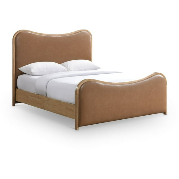 Meridian Furniture Arvada Cognac Vegan Leather Upholstered King Bed
