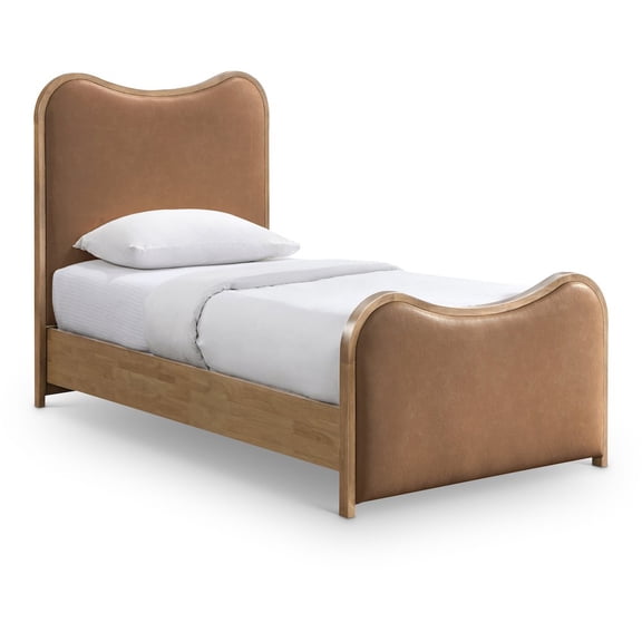 Meridian Furniture Arvada Cognac Vegan Leather Upholstered Twin Bed