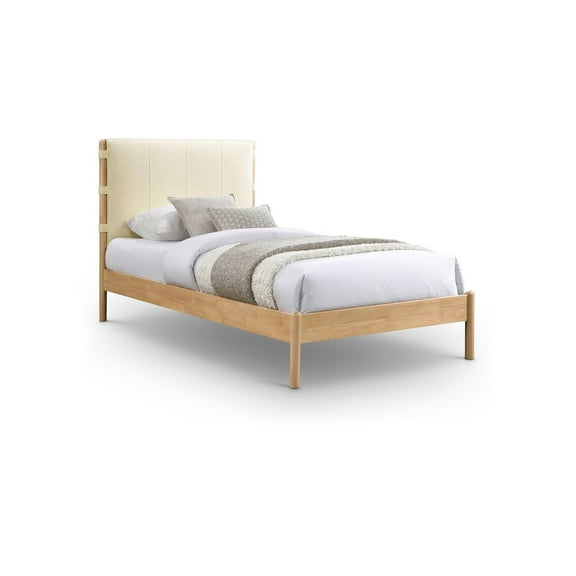 Meridian Furniture Asher Cream Vegan Leather Twin Bed