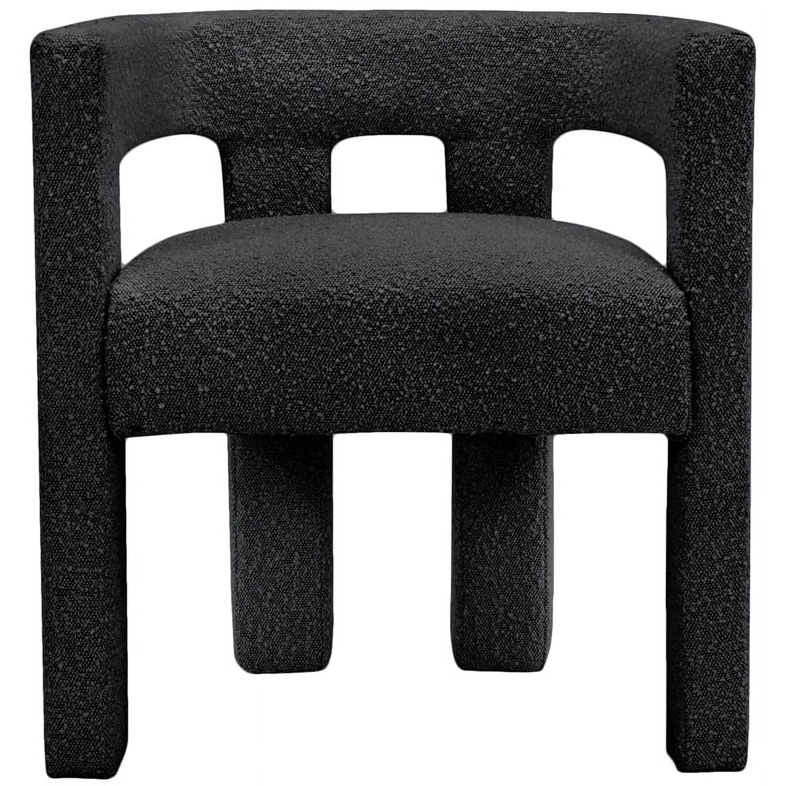Athena Minimalist Black Boucle Upholstered Arm Chair