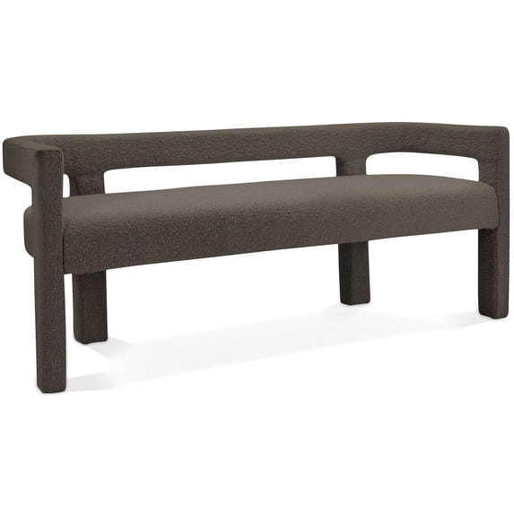 Meridian Furniture Athena Brown Boucle Fabric Bench