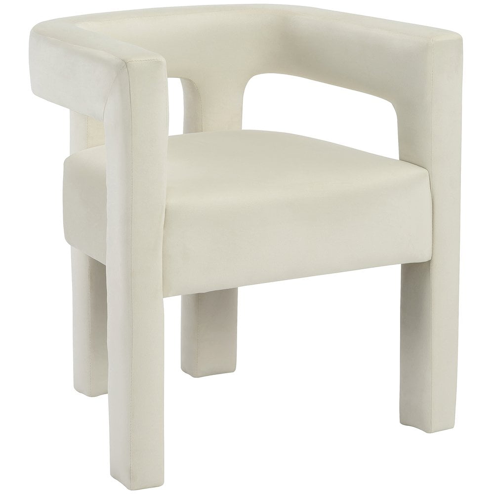 Cream Velvet Low Back Upholstered Arm Chair