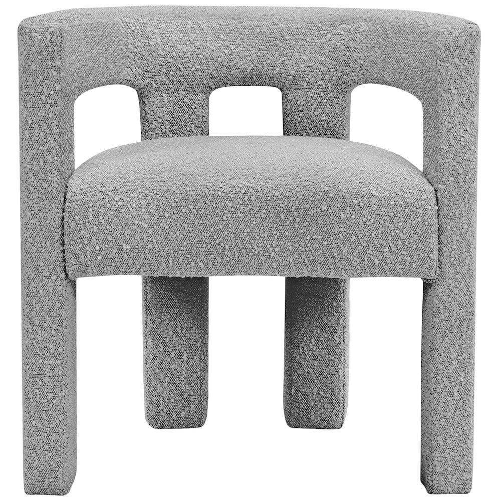 Minimalist Grey Boucle Fabric Upholstered Arm Chair