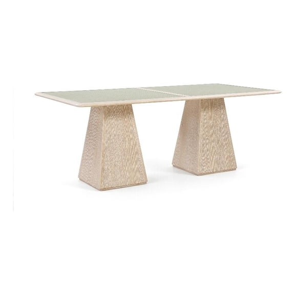 Meridian Furniture Atrium 78" Natural Glass Top And Wood Base Dining Table