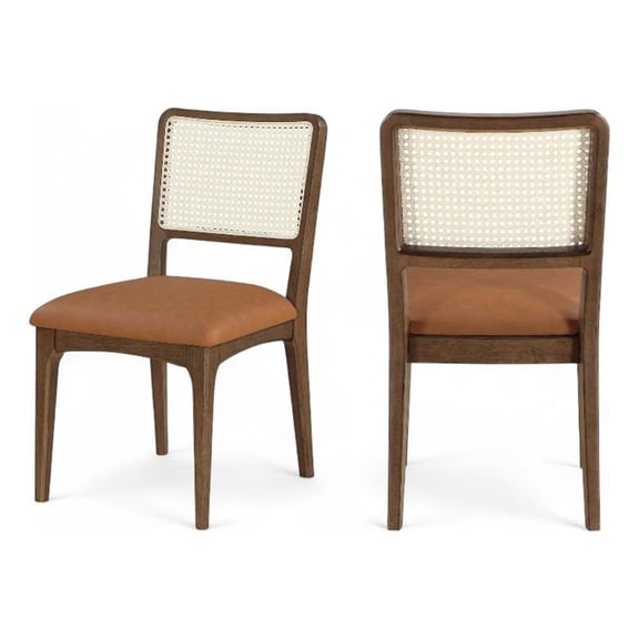 Meridian Furniture Atrium Cognac Vegan Leather Dining Chair (Set of 2)