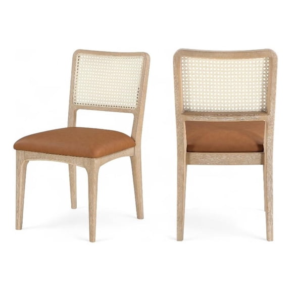 Meridian Furniture Atrium Cognac Vegan Leather Dining Chair (Set of 2)