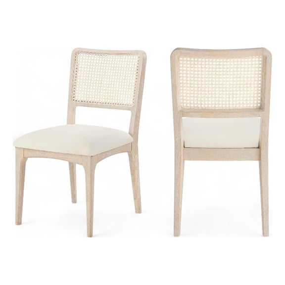 Meridian Furniture Atrium Cream Vegan Leather Dining Chair (Set of 2)