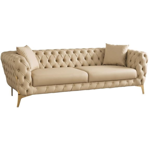 Meridian Furniture Aurora Beige Vegan Leather Sofa