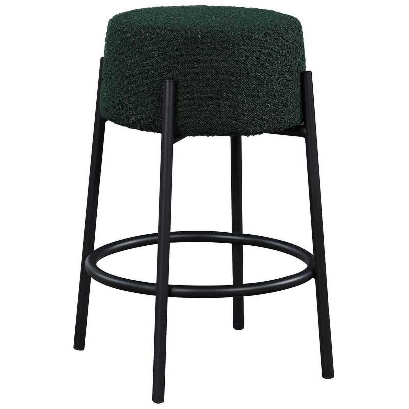Avalon Matte Black Iron Frame Green Boucle Fabric Counter Stool