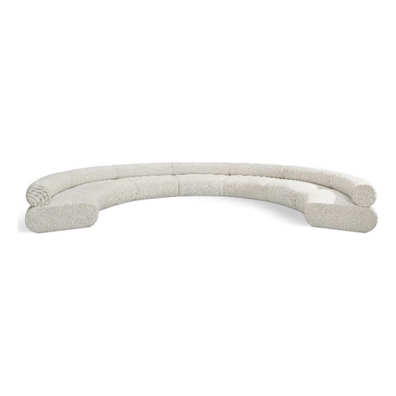 Meridian Furniture Bale 202" Cream Chenille Fabric 7 pc. Modular Sectional