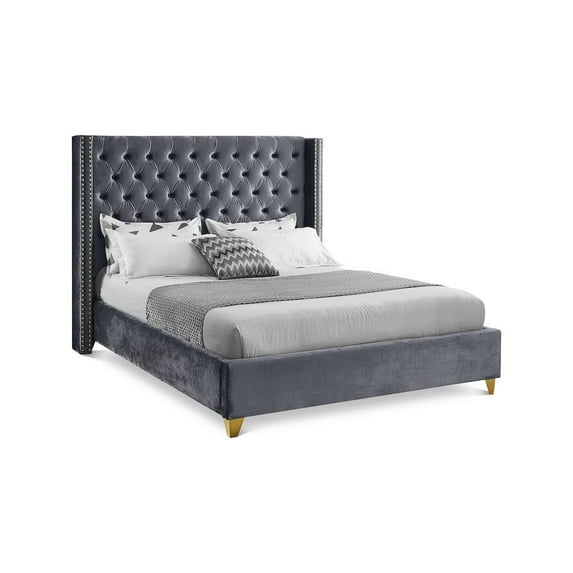 Meridian Furniture Barolo Gray Velvet King Bed
