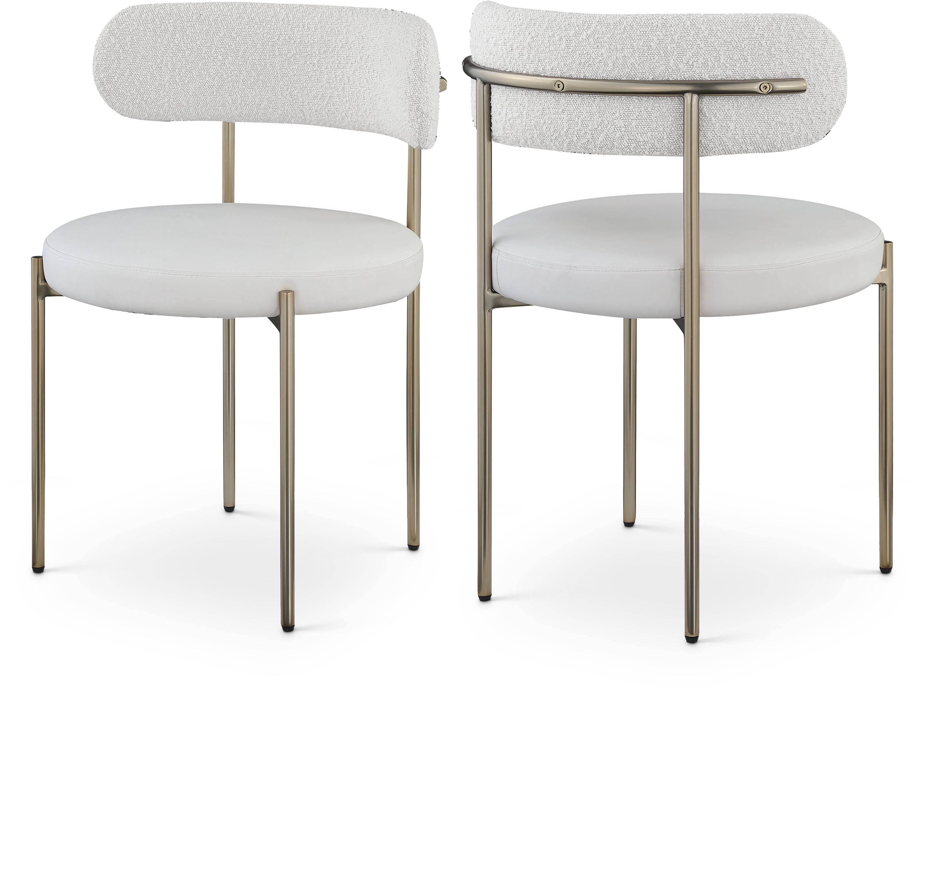 Beacon Contemporary Cream Faux Leather Dining Chair with Brass Legs